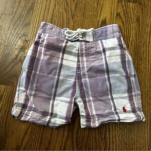 Polo by Ralph Lauren purple plaid swim trunks, size 12M